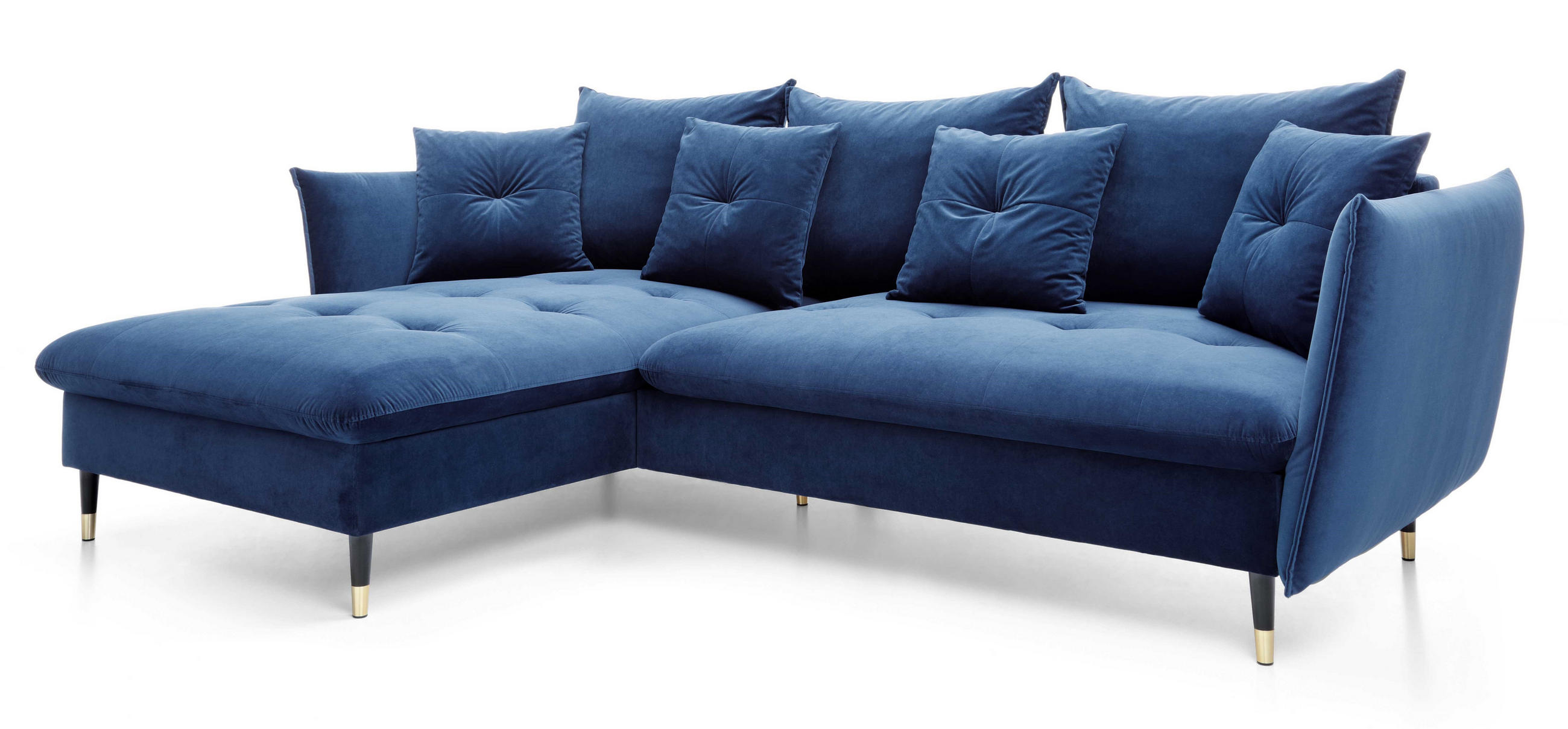 ECKSOFA 260 cm Sagir mit Schalffunktion, Bettkasten, Links - Dunkelblau - Schwarz/Dunkelblau, Holz (167/258cm) - Emporius