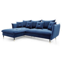ECKSOFA 260 cm Sagir mit Schalffunktion, Bettkasten, Links - Dunkelblau - Schwarz/Dunkelblau, Holz (167/258cm) - Emporius