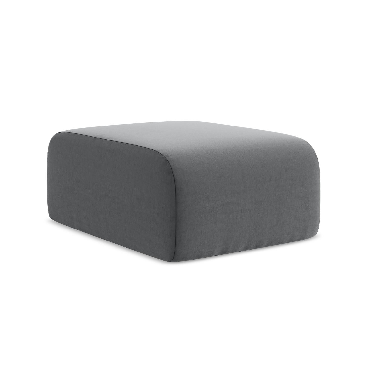 POUF Samt Stoff Grau - Edelstahlfarben/Schwarz, Holzwerkstoff/Kunststoff (72/42/94cm) - LaMiaSofa