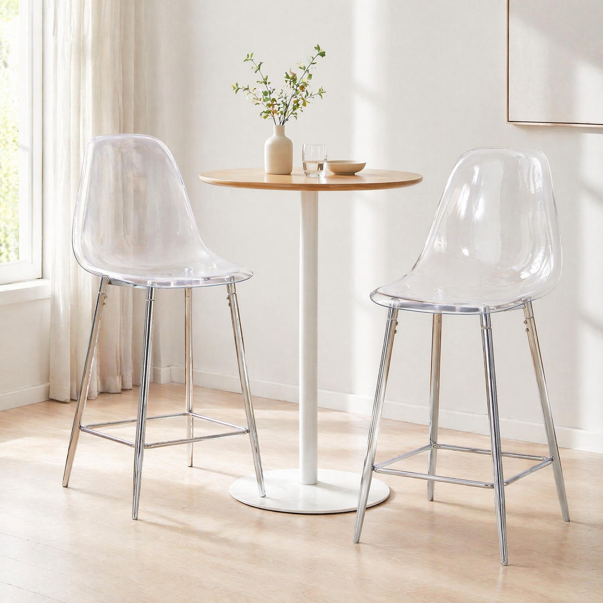 BARHOCKER Transparent mit silberfarbenem Metallgestell - Silberfarben, Kunststoff (45/102/51cm) - MIVRAY