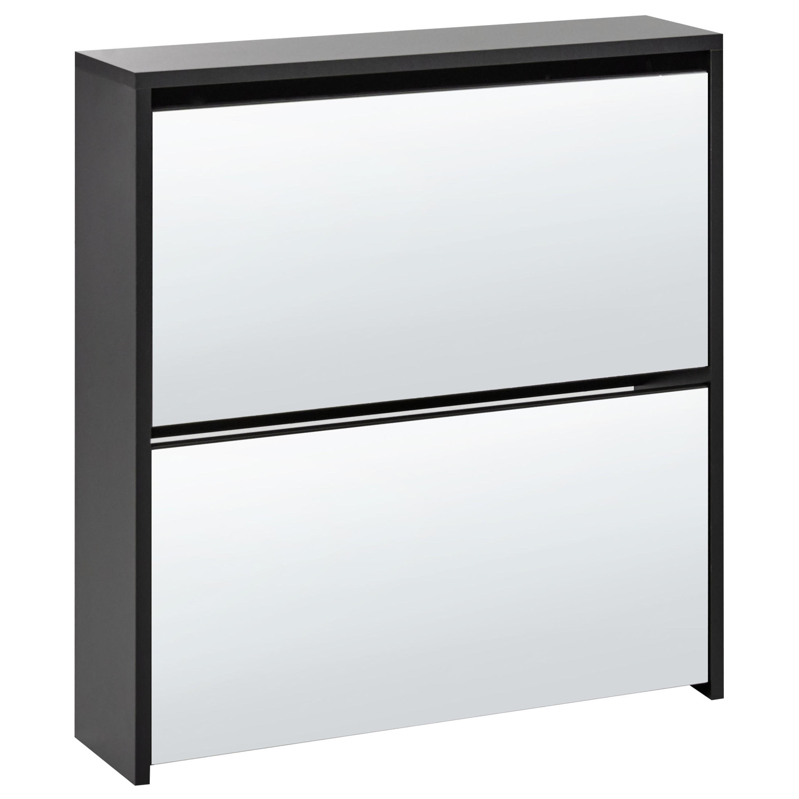 SCHUHSCHRANK mit Stauraum Schwarz Midfield - Silberfarben/Schwarz, Holzwerkstoff (63/67/17cm) - Beliani