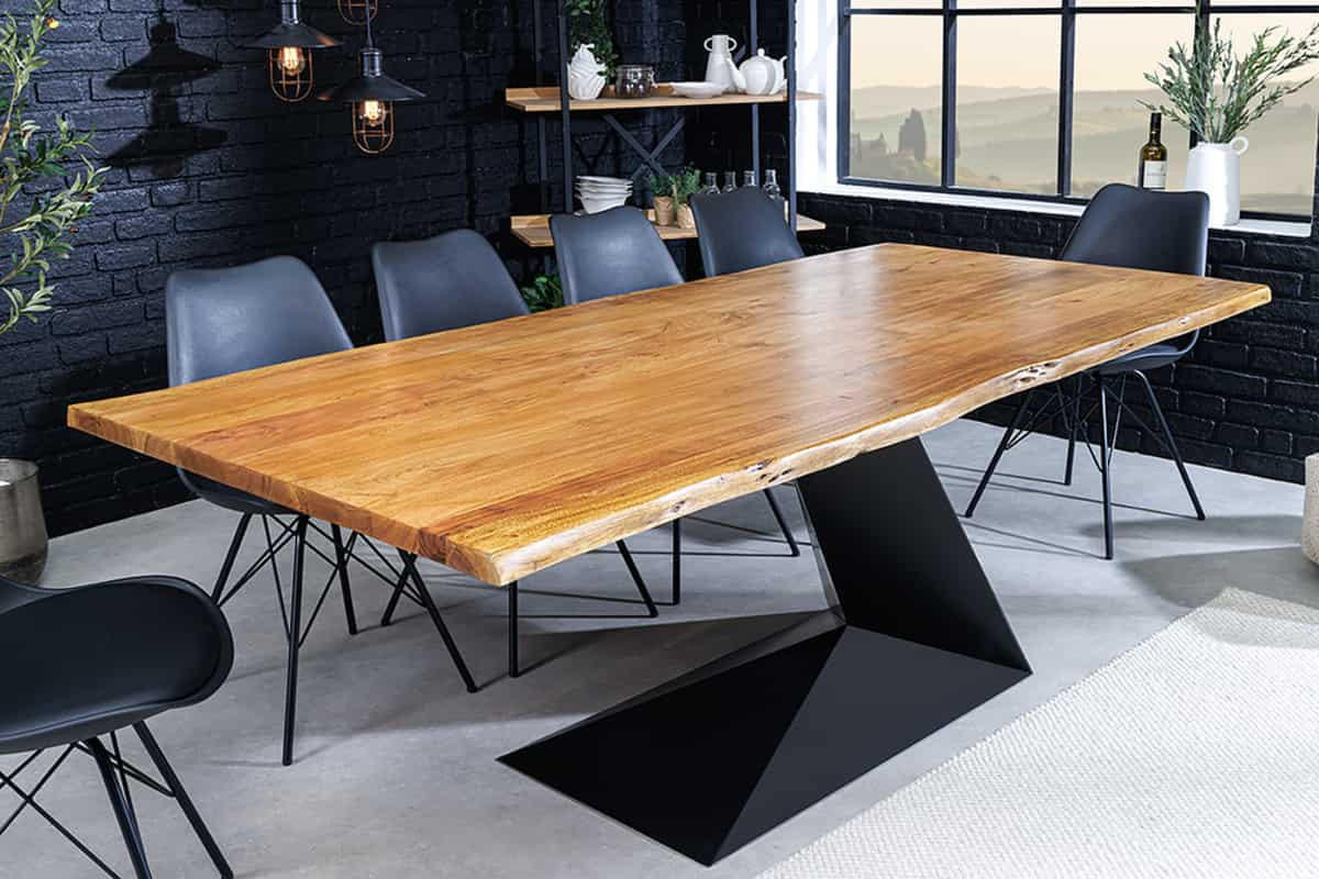ESSTISCH MAMMUT BALANCE Akazie Braun 200cm - Schwarz/Braun, Holz/Metall (100/200/76cm) - riess-ambiente