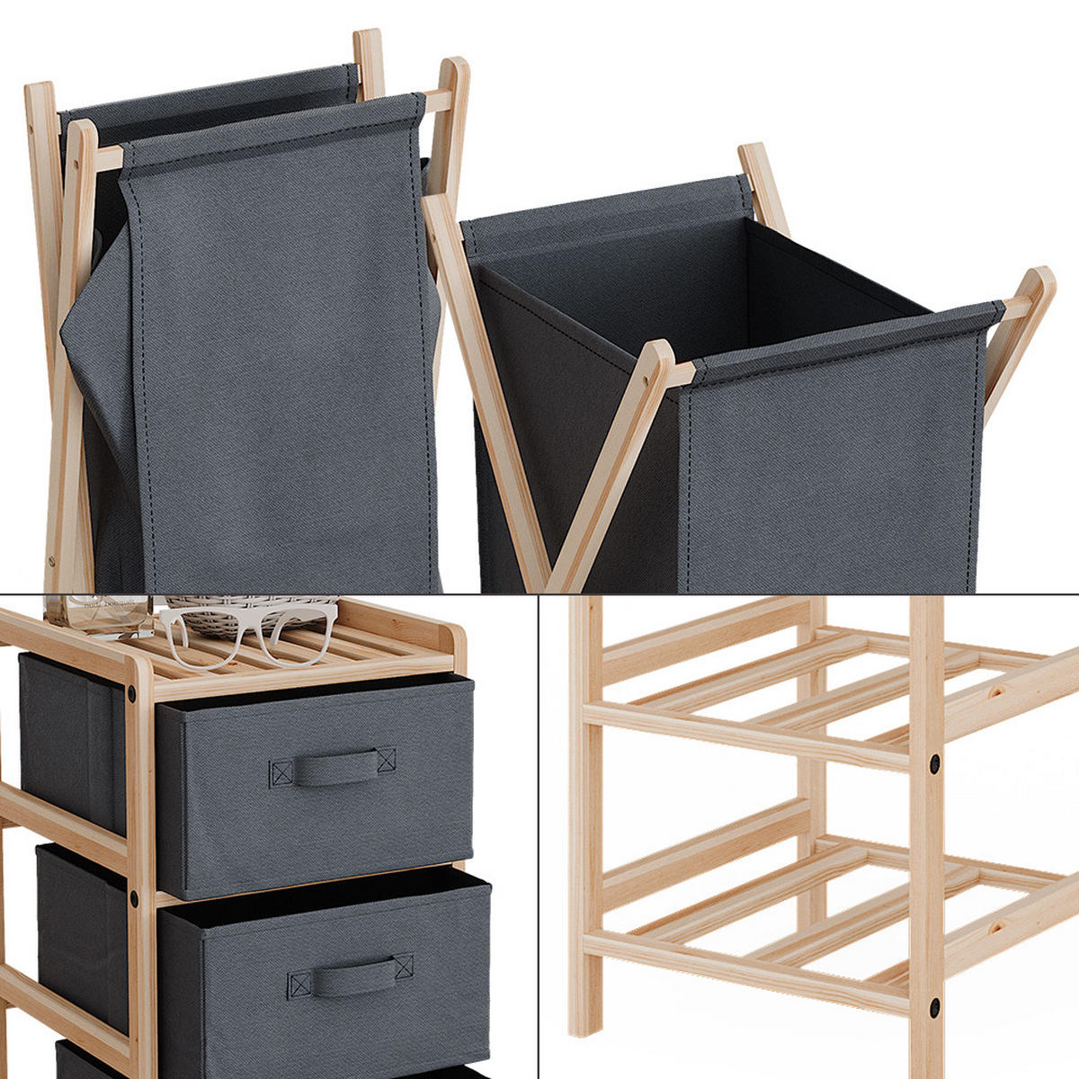 BADMÖBEL-SET Bruno Grau 3 Teile - Naturfarben/Grau, Holzwerkstoff (34.5/86/36.5cm) - Vicco