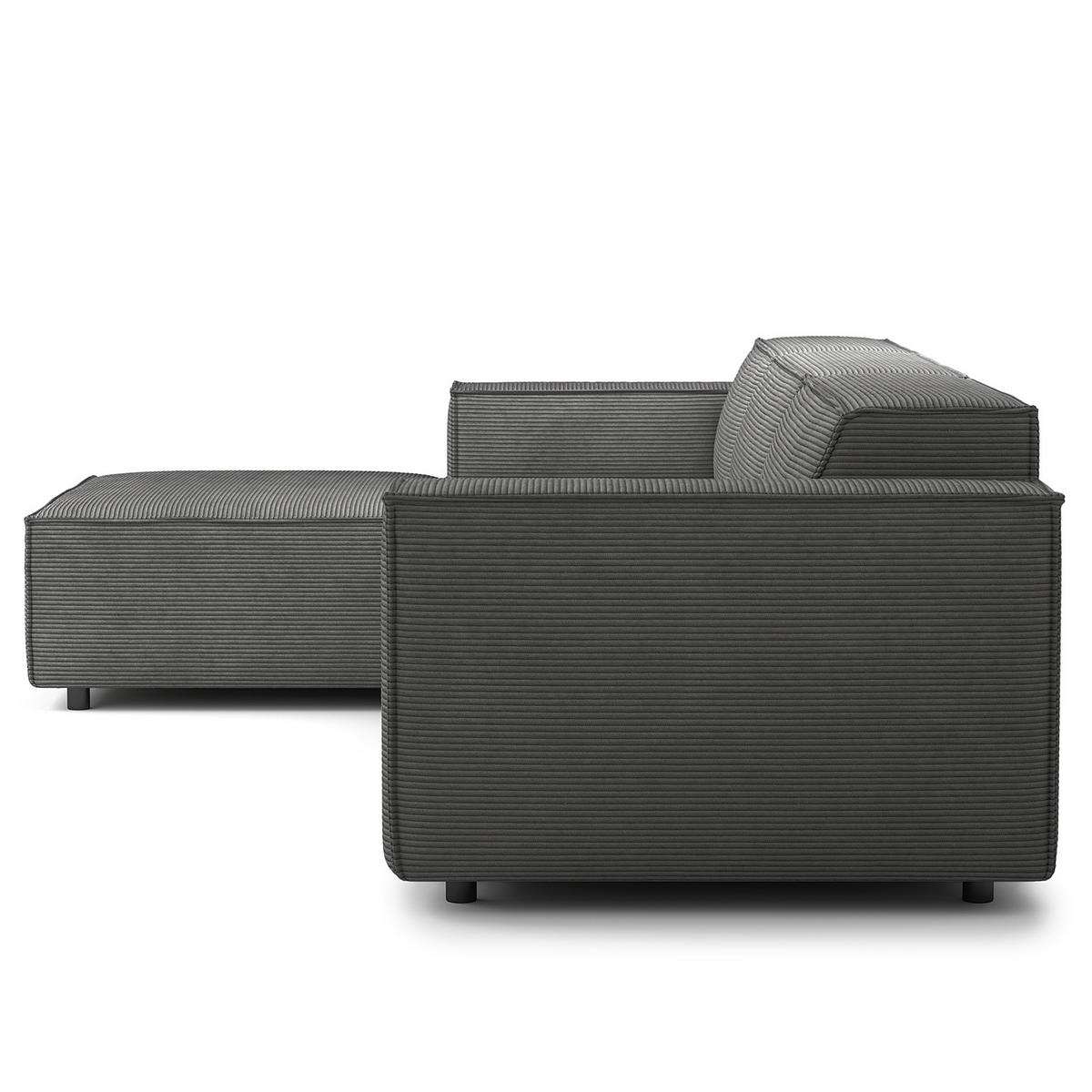 ECKSOFA mit Longchair - Anthrazit/Schwarz, Kunststoff/Textil (294/177cm) - home24