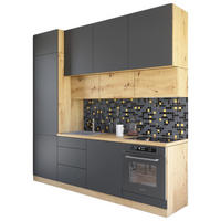 KÜCHENZEILE 240 cm - Nexa K17-G240 - in Grau / Matt - Eiche Artisan/Grau, Holz (240/212/58cm) - ROYAL24_MARKT
