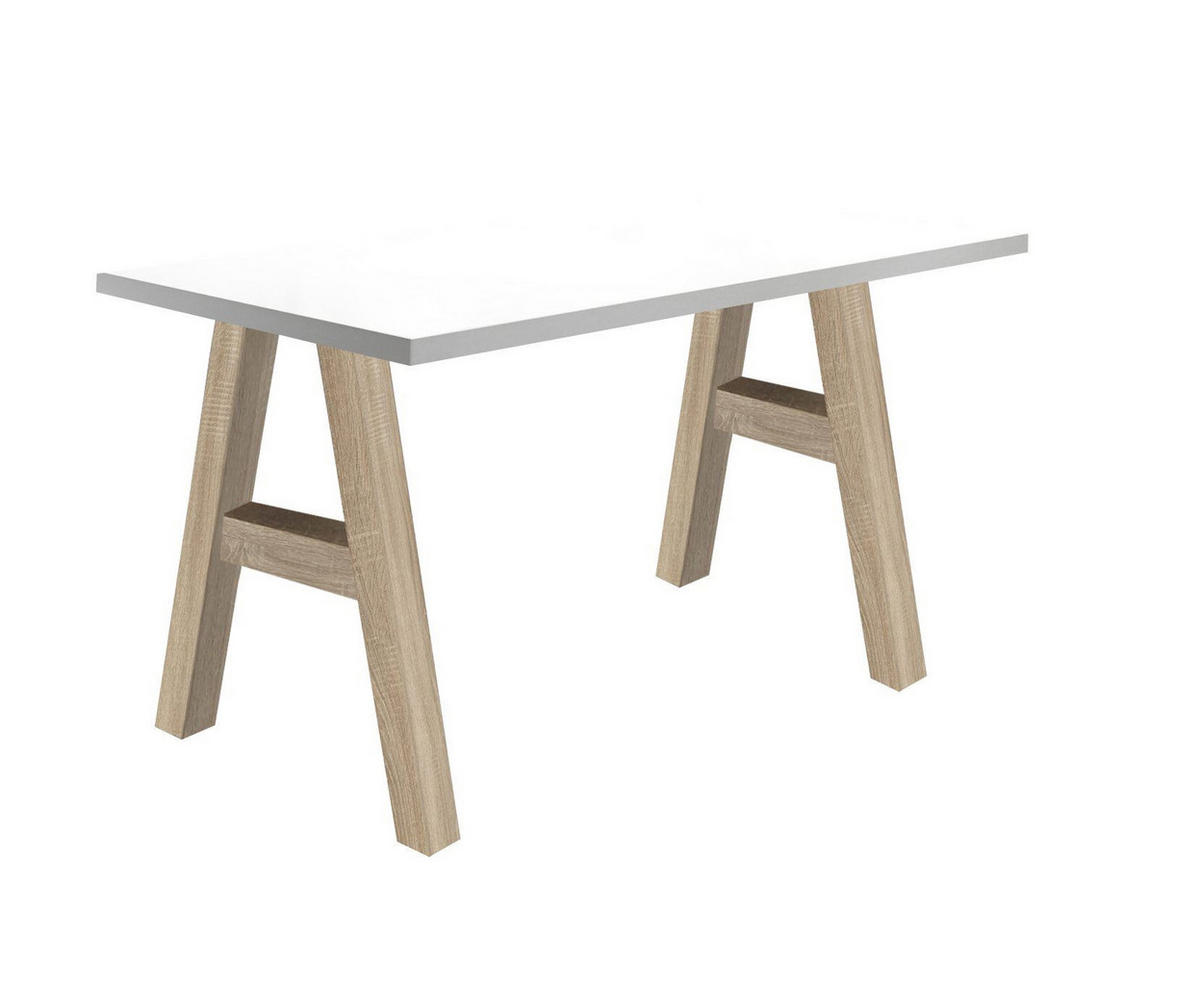 SCHREIBTISCH Edi 1 120 x 70 x 75 Computertisch eiche sägerau/weiß matt lack - Weiß, Holz (120/70/75cm) - 58aufmkessel