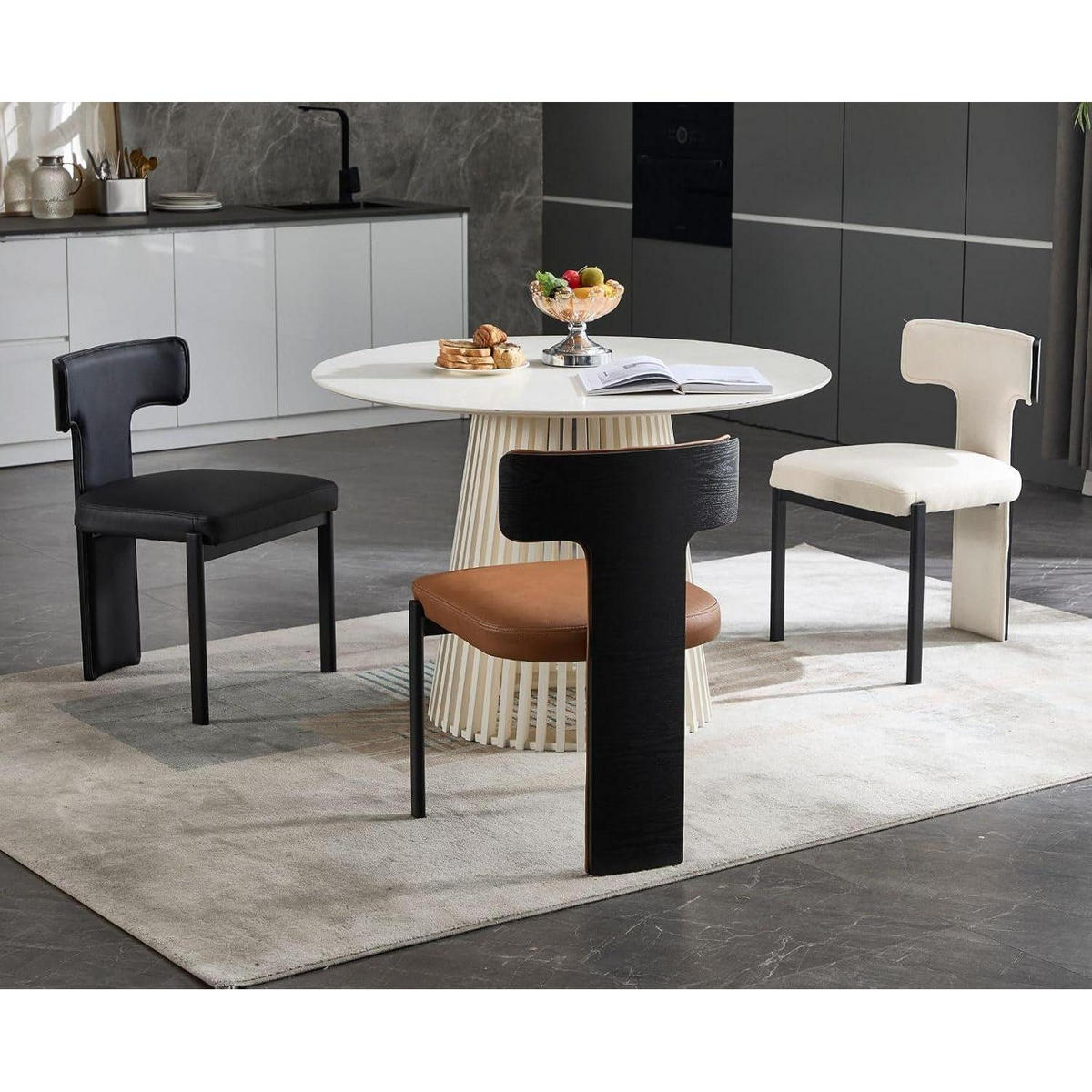 ESSZIMMERSTÜHLE 4er Set mit geschwungener Holzrückenlehne, braun - Braun, Kunststoff (50/76/51cm)