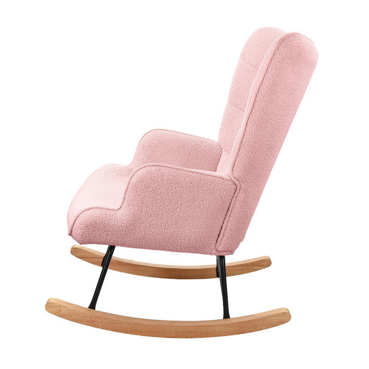 SCHAUKELSTUHL mit Rückenlehne, gepolsterter Schaukelstuhl für Wohnzimmer, Schlafzimmer, Balkon, Relaxsessel, Rosa - Pink, Textil (68/92/75cm) - WoodenAura