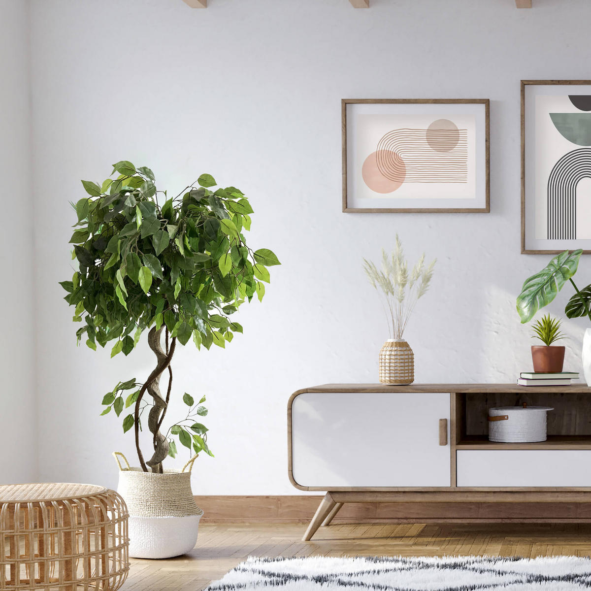 KUNSTPFLANZE Ficus 120 cm - Grün, Kunststoff (120cm)