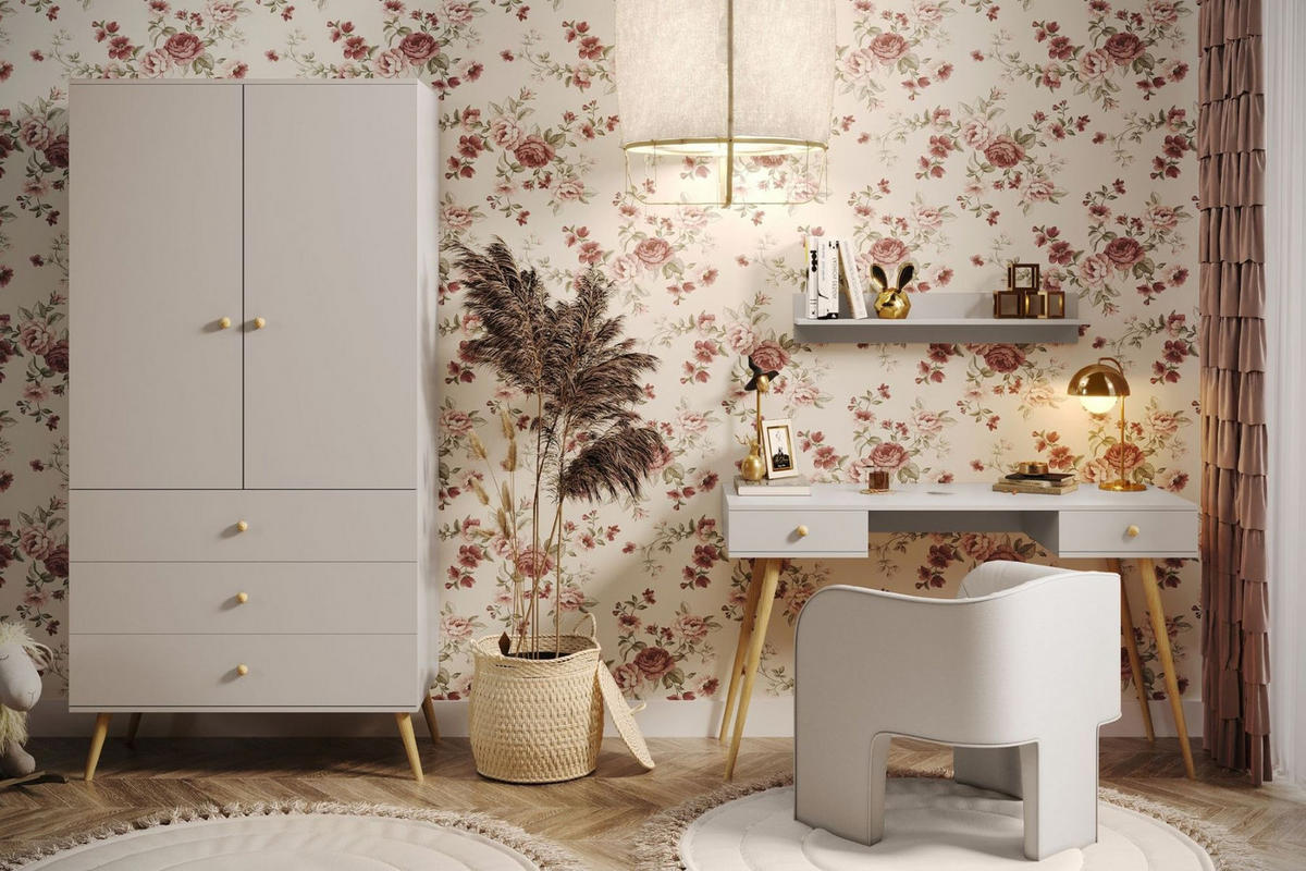 SCHREIBTISCH Kaschmir Skandinavischer Stil Mit Schubladen - Beige, Holzwerkstoff (135/135/79cm) - Sepro Meble