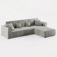ECKSOFA LUMO L Rechts Grau Velours-Stoff mit Schlaffunktion und Bettkasten - Grau, Textil (293/195cm) - Barchello