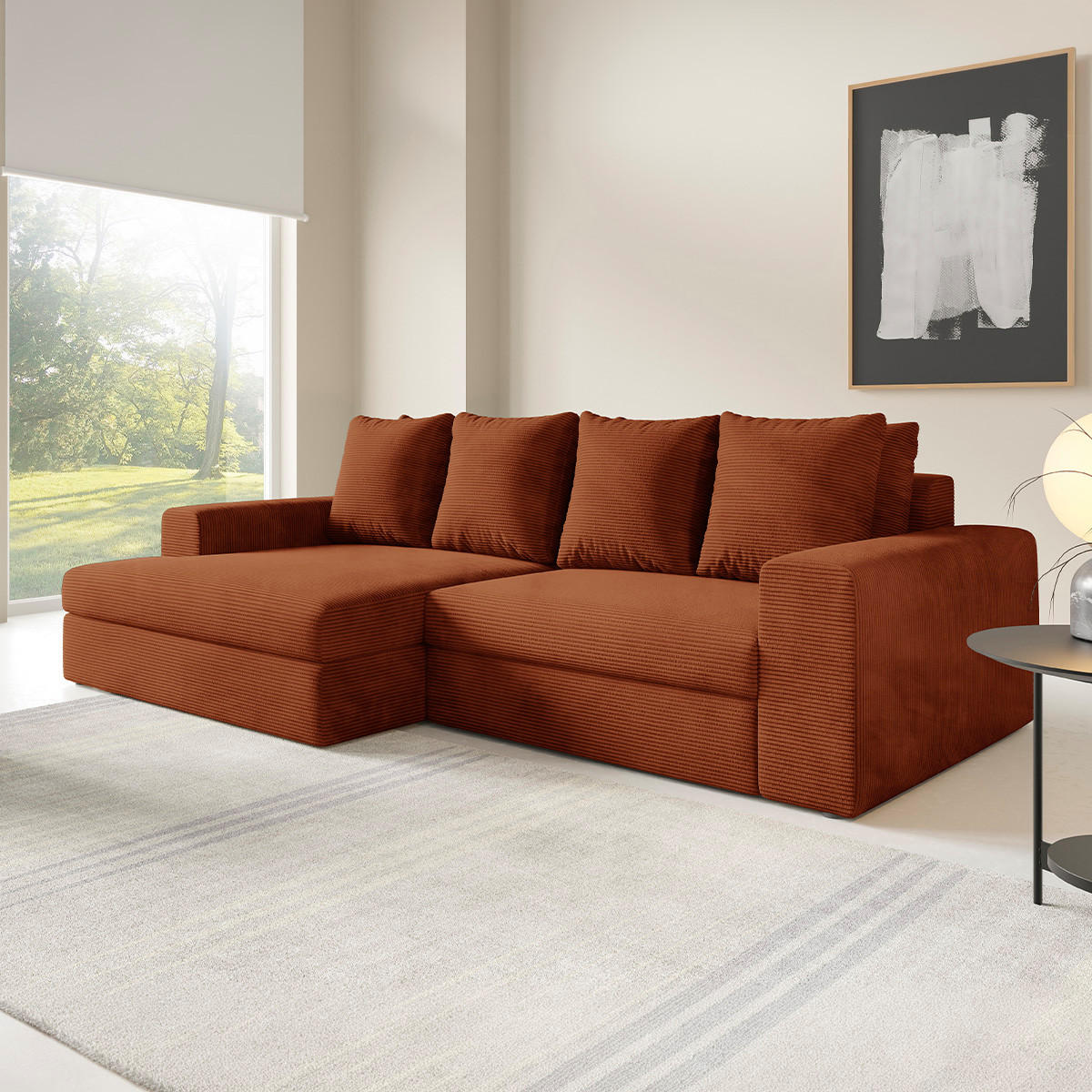 ECKSOFA Paola 3 Sitzplätze Ziegelrot - Rot, Holz (272/167cm) - Petits-meubles