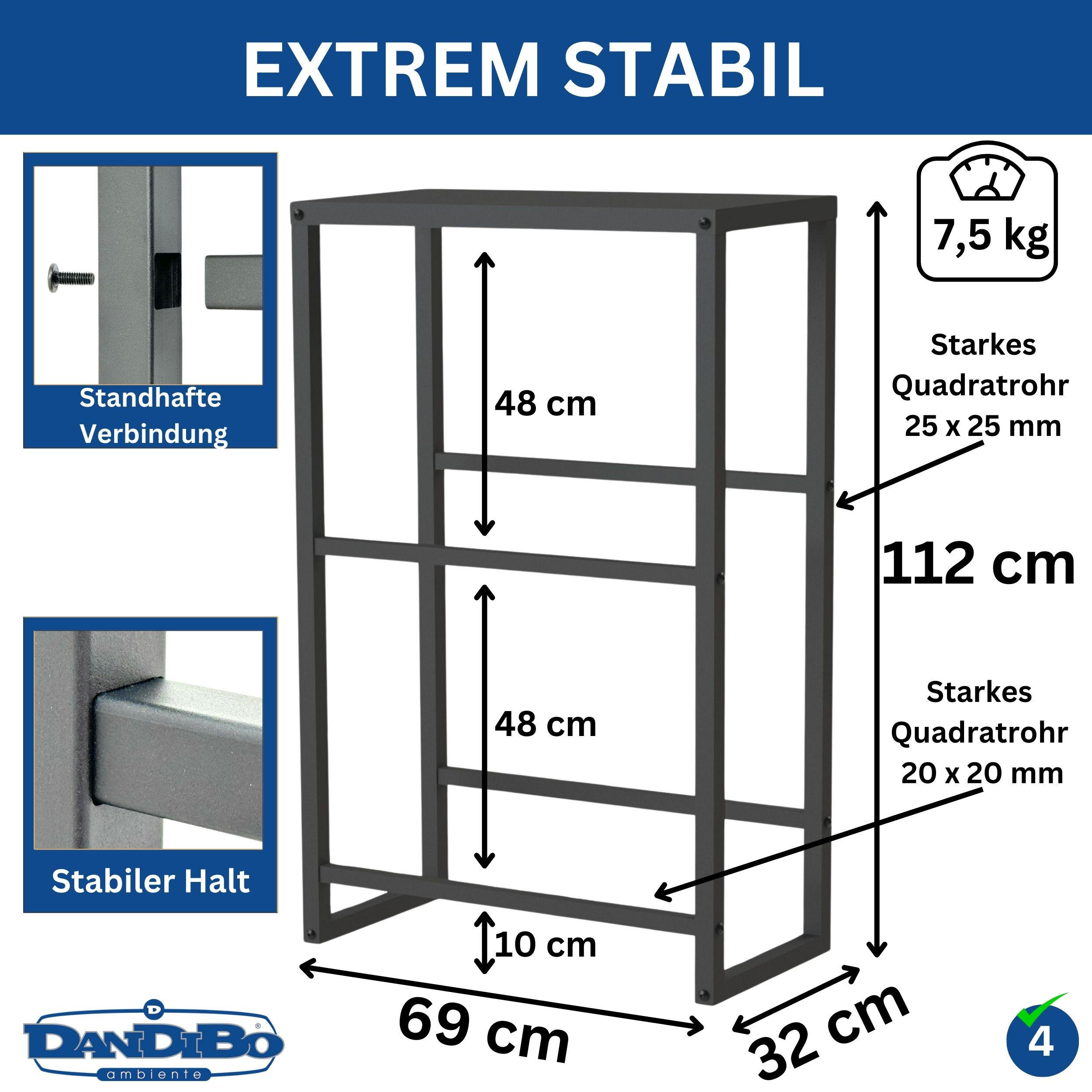 GETRÄNKEKISTENREGAL für 4 Kisten mit Ablage Metall Stehend - Schwarz, Metall (69/112/32cm) - DanDiBo