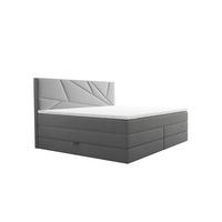 BOXSPRINGBETT VERDE LUX 180x200 cm, Bonell und Taschenmatratze, Topper 5 cm und Stauraum, Samtstoff, Grau - Grau, Holz/Kunststoff (180/200cm) - Trada