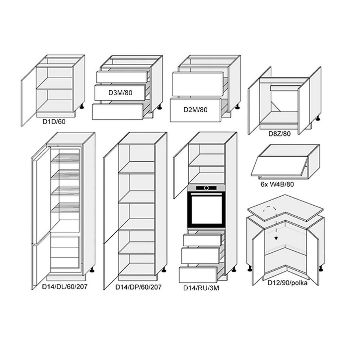 WINKELKÜCHE & KÜCHENBLOCK Bonn eiche artisan matt / rosé kupfer matt & dust grey matt 15-teilig - Rosa/Grau, Holzwerkstoff/Metall (310/207/170cm) - Feldmann-Wohnen