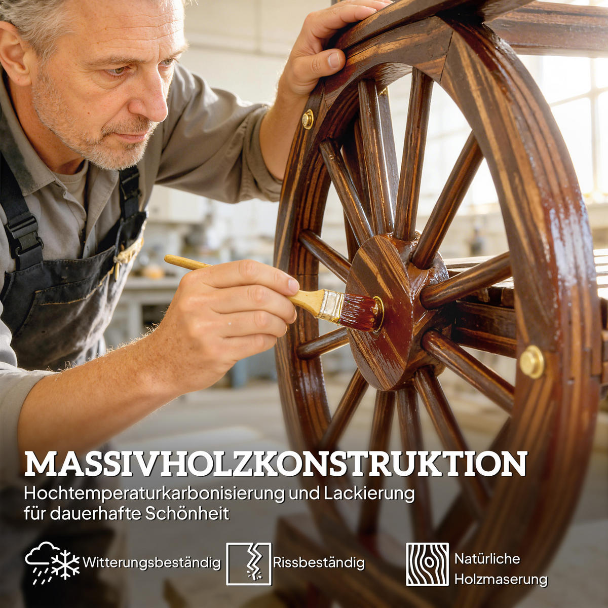 GARTENSTUHL Kiefernholz Tannenholz Verkohlt - Braun, Holz (55/90/66cm) - Outsunny