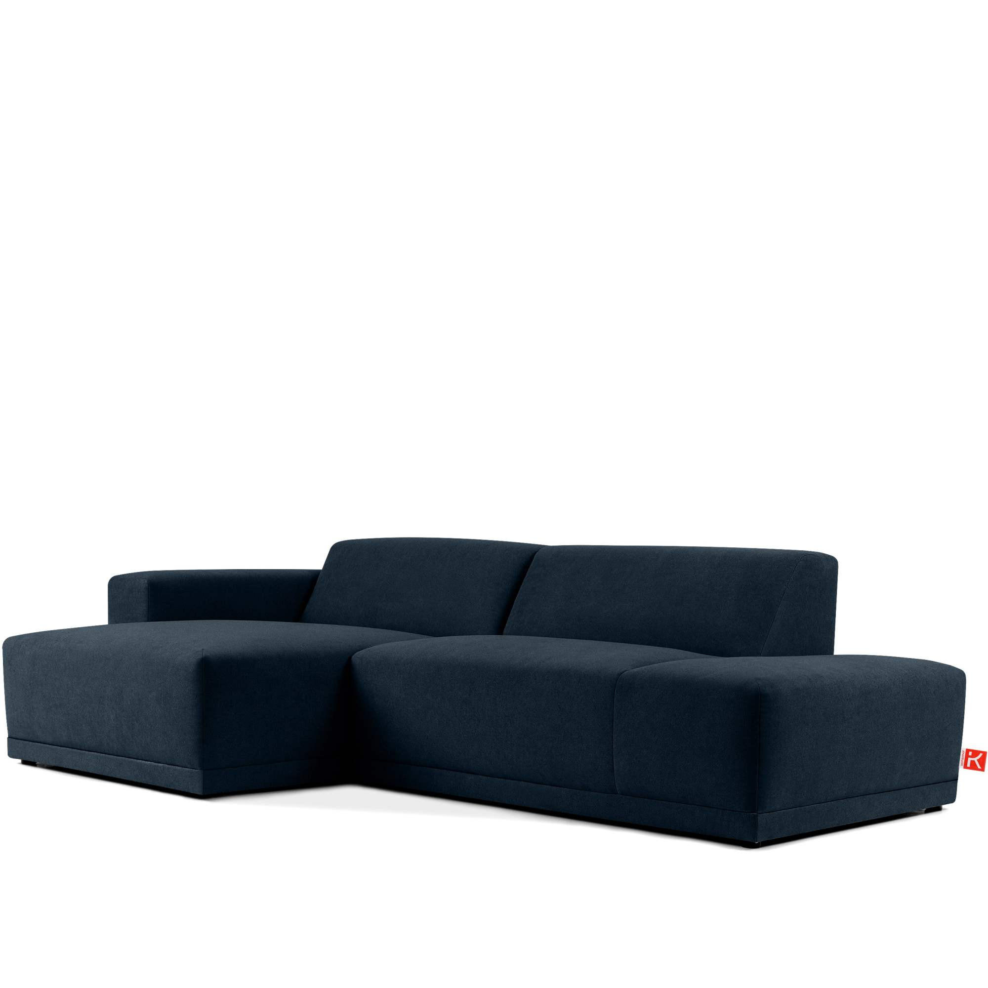 ECKSOFA LINKS MUDI in moderner Optik mit hochwertigem Kaltschaum, Cord-Stoff, Dunkelblau - Schwarz/Dunkelblau, Textil (280/160cm) - KONSIMO®