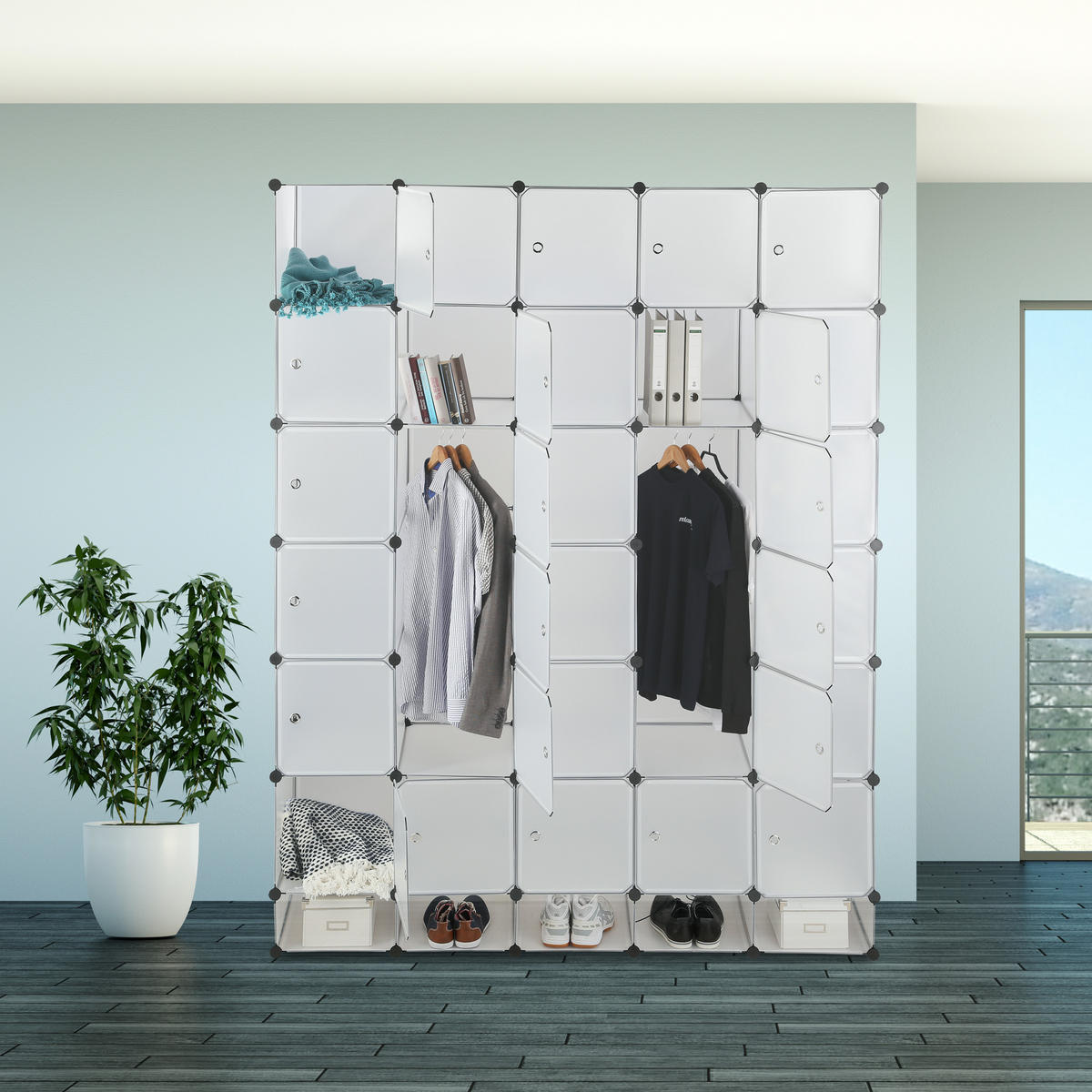 KLEIDERSCHRANK - Transparent, Kunststoff/Metall (180/234/46.5cm) - Relaxdays
