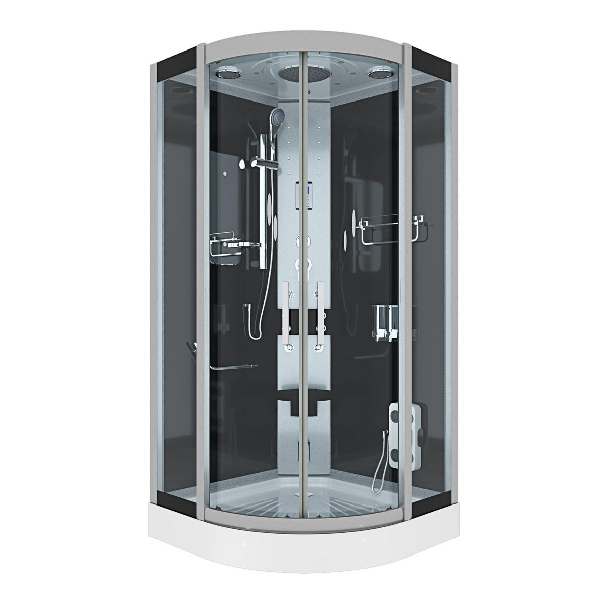 DAMPFDUSCHE Dusche D46-03T2-EC sw 80x80 - Schwarz, Glas/Kunststoff (80/80/215cm) - AcquaVapore by Sandra Jentho