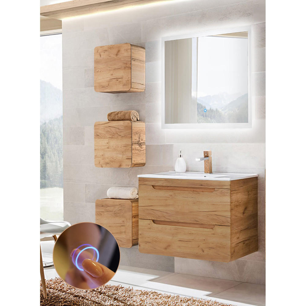 BADMÖBEL-SET 5-TLG. Luton-56 - Braun, Holzwerkstoff (130/200/46cm) - Lomado