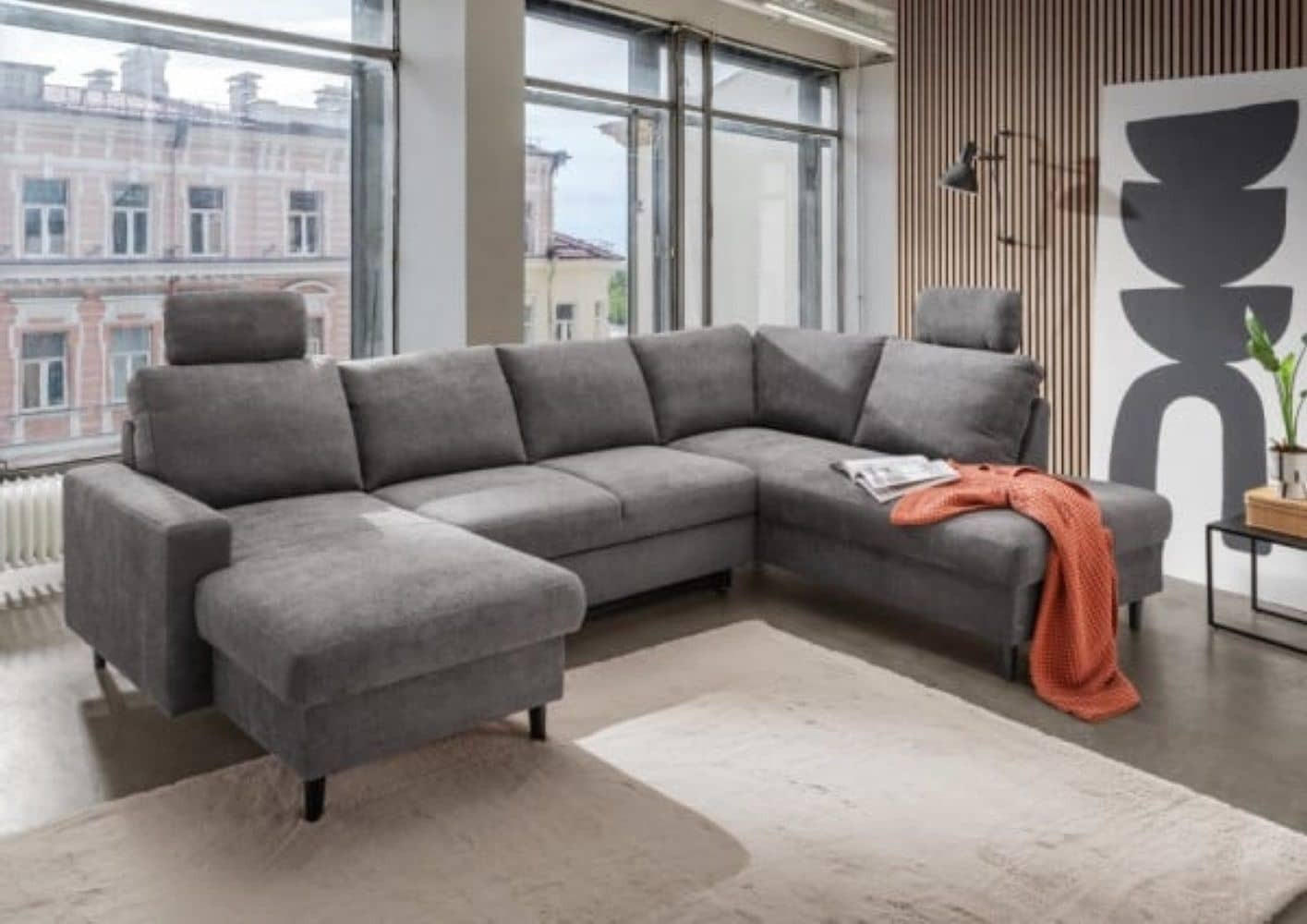 WOHNLANDSCHAFT Passo Coroni von Benformato – Schlaffunktion, Stauraum, L-Form (Dunkelgrau) - Dunkelgrau/Schwarz, Textil (30/8.8/305cm) - Benformato