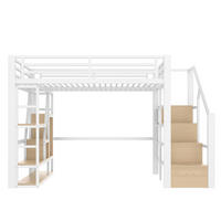 HOCHBETT aus Metall und MDF 140x200 cm in Weiß mit LED & Stauraum - Weiß, Metall (140/200cm) - Modfu