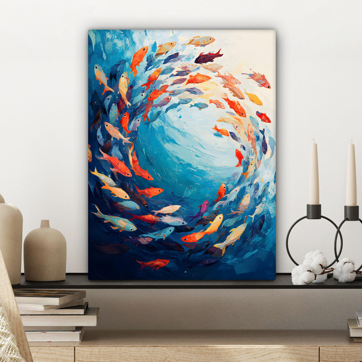 LEINWANDBILD Meer - Fische - Bunt - Dynamisch 30x40 cm - Hellblau, Textil (30/40cm) - MuchoWow