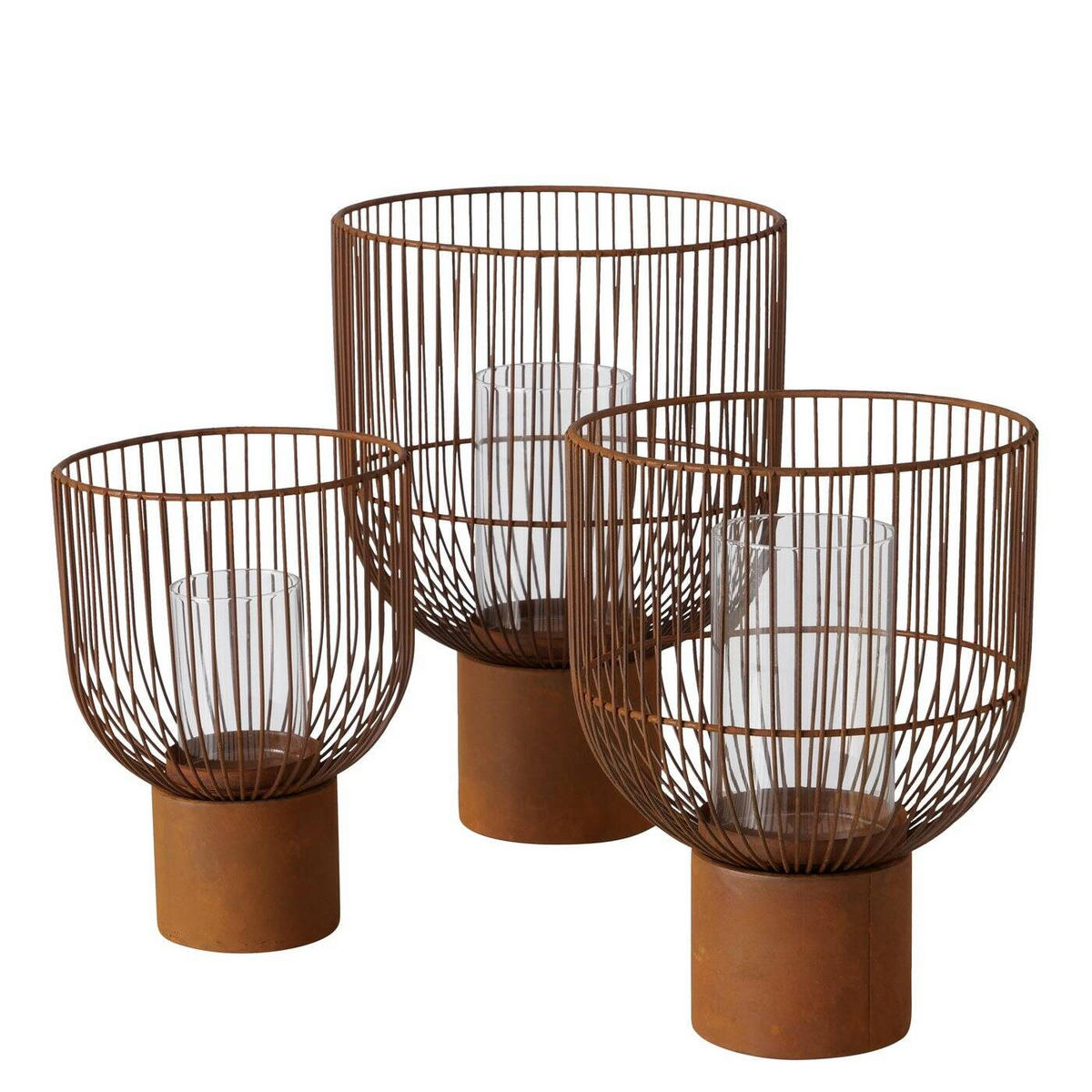 KERZENHALTER Candy 3er-Set - Kupferfarben, Metall (25/35/25cm) - Boltze Home