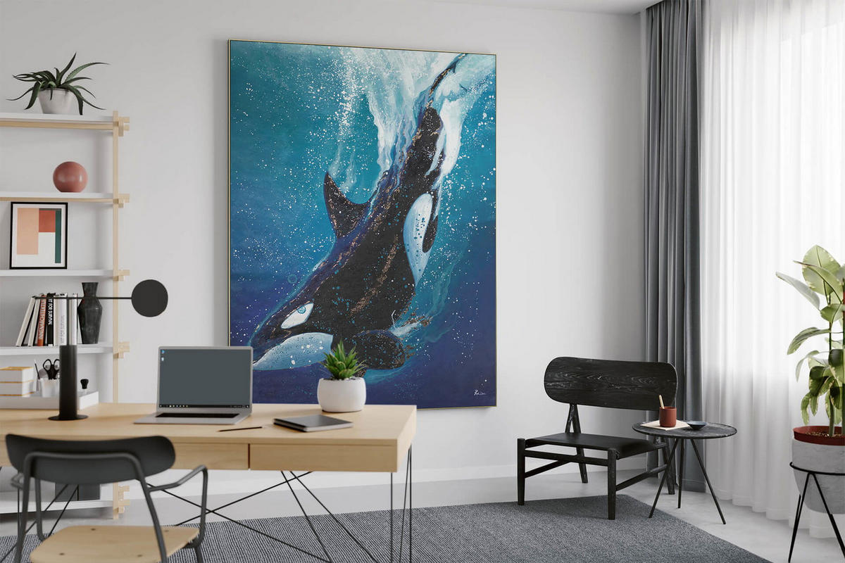 ÖLGEMÄLDE XXL Blau 150/200 cm - Blau, Holz/Textil (7.88/200cm) - KUNSTLOFT