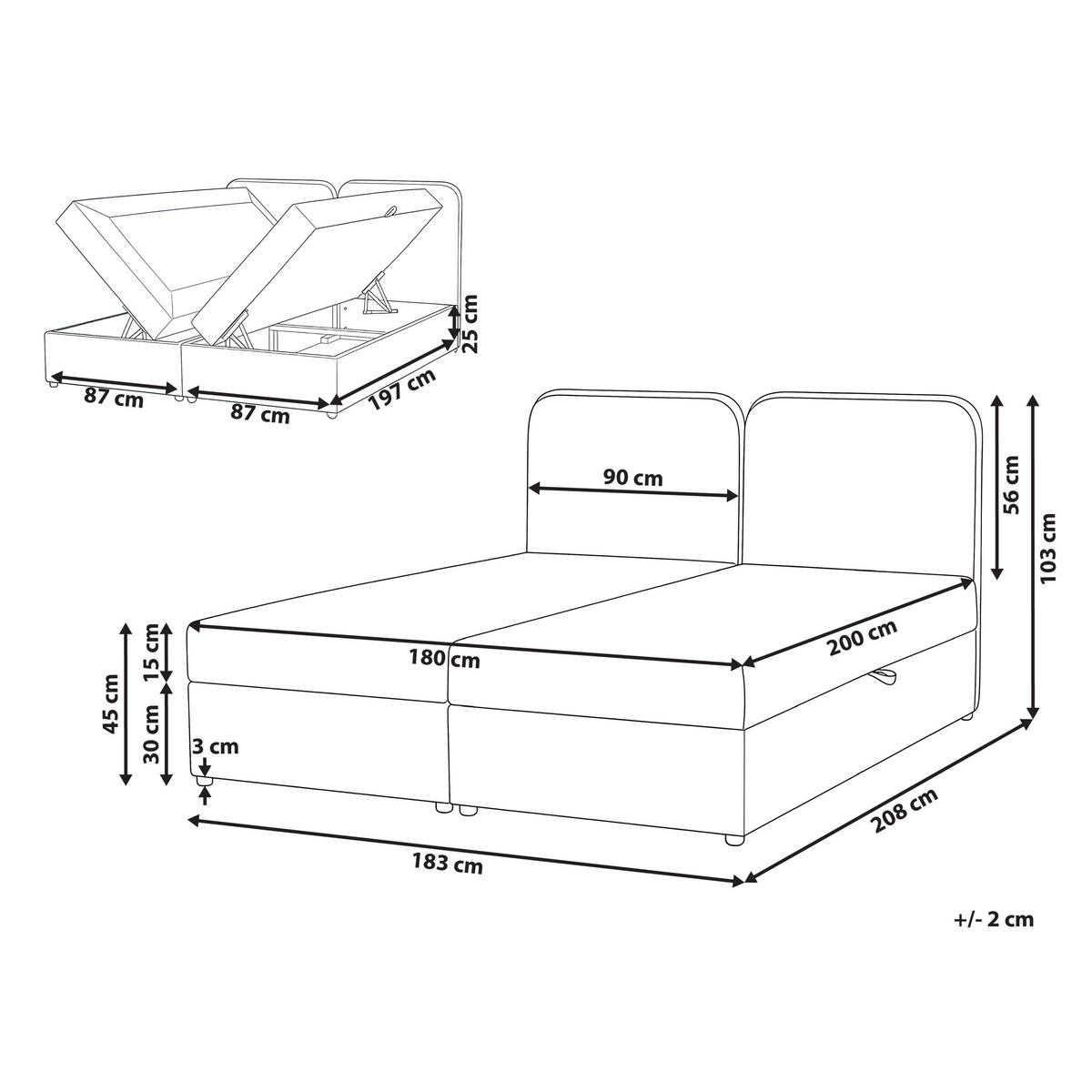 BOX POSTELJA s prostorom za shranjevanje 180/200 blago sivo rjava Chancellor - sivorjava, tekstil (180/200cm) - Beliani