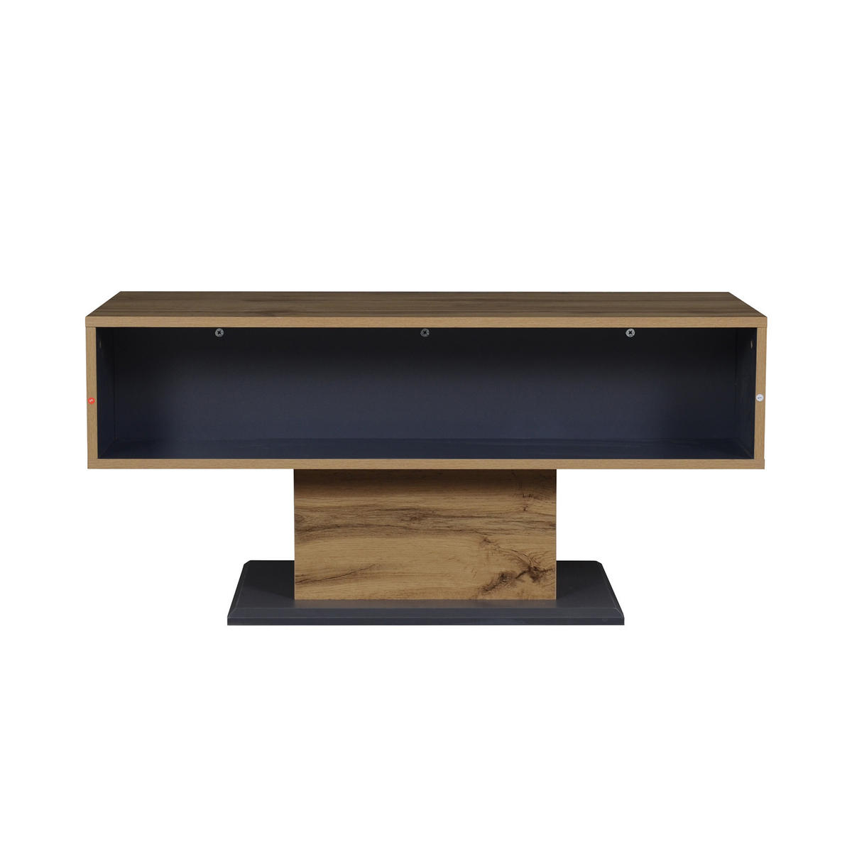 COUCHTISCH in Eiche-Optik & Grau Mit Klappfach & beidseitigem Stauraum - Grau, Holzwerkstoff (50/100/46.5cm) - Urban Meuble