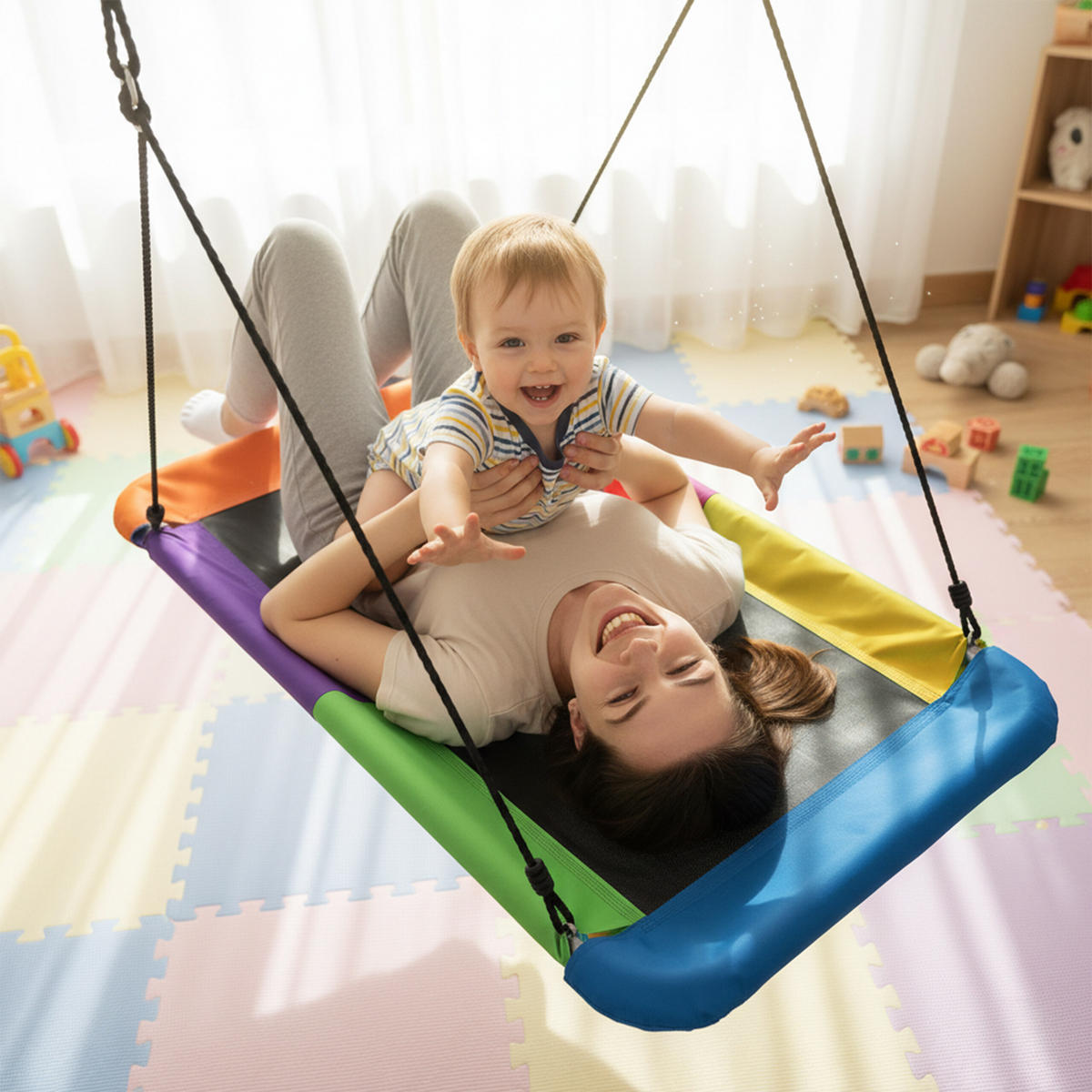 BOGUNGA flerfärgad rektangulär 150x80 cm - Svart/Multicolor, Plast/Metall (150/165/80cm) - Relaxdays
