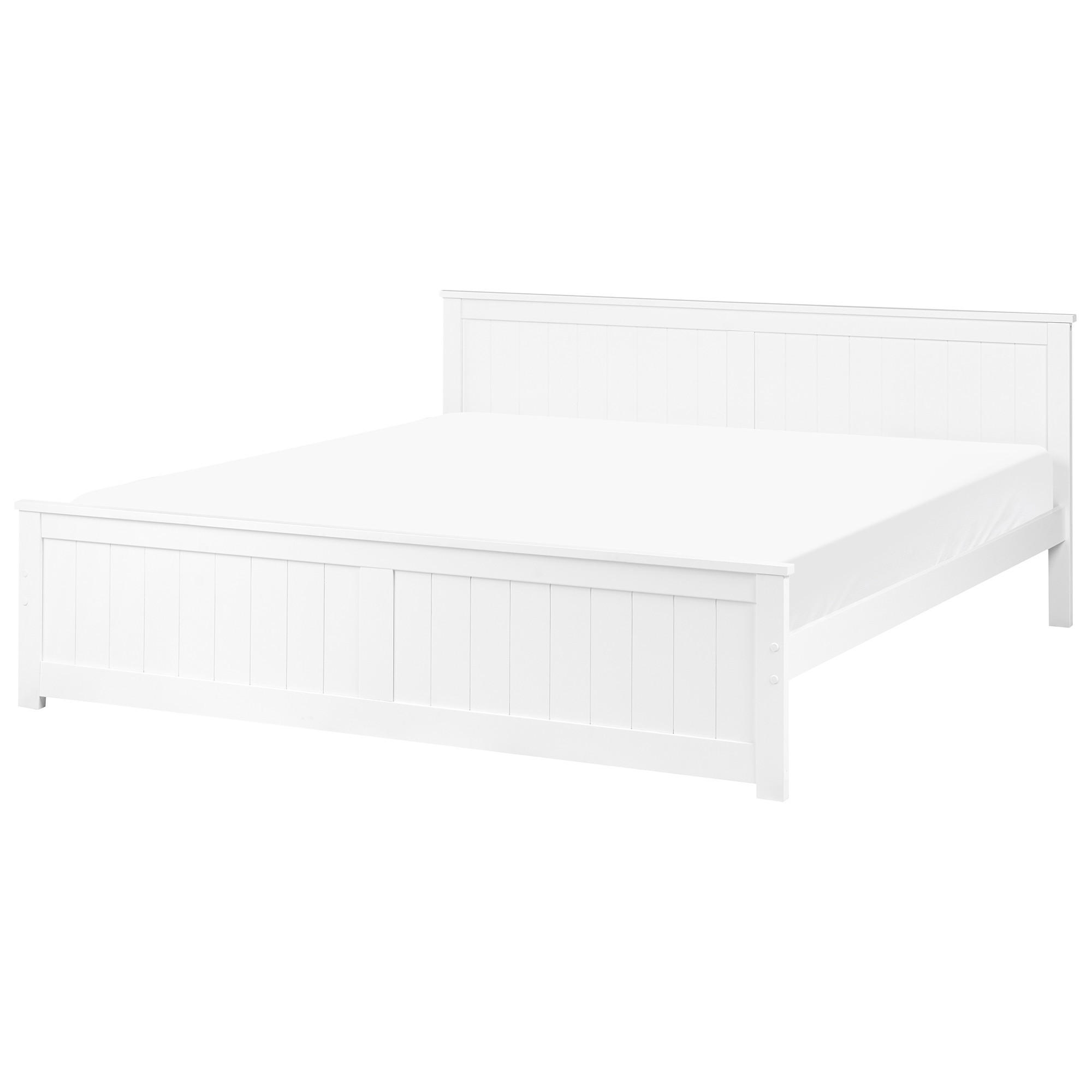 BETT mit Lattenrost 180/200 cm Kiefernholz Weiß Sabran - Weiß, Holz (180/200cm) - Beliani