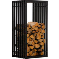 KAMINHOLZREGAL 50/40/100 cm Metall schwarz-matt - Schwarz, Metall (50/100/40cm) - CLP