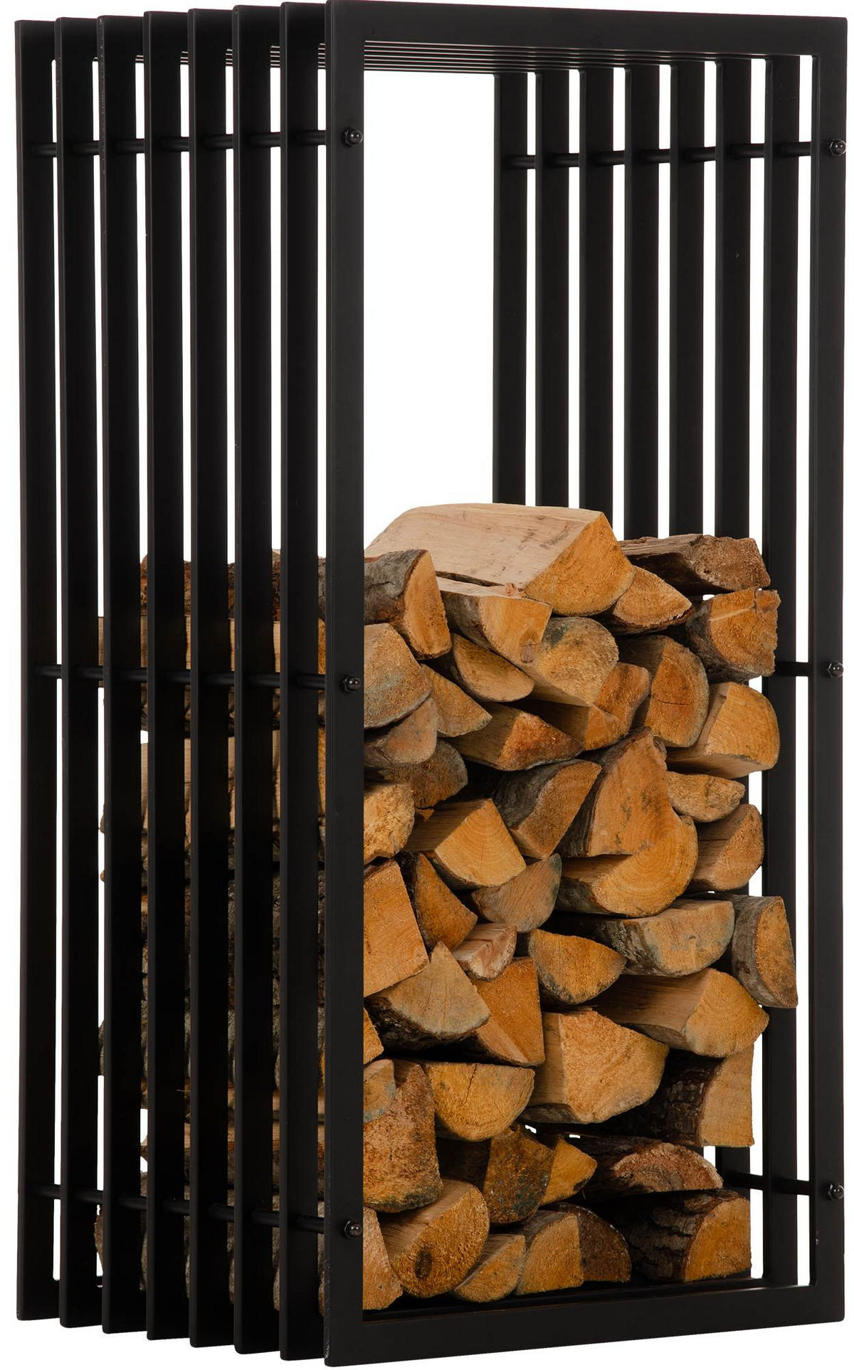 KAMINHOLZREGAL 50/40/100 cm Metall schwarz-matt - Schwarz, Metall (50/100/40cm) - CLP