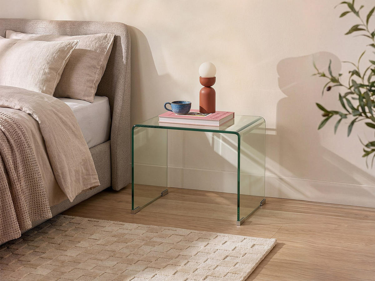 NACHTTISCH - 50 cm x 40 cm - Glas - Transparent - SUZANA - Transparent, Glas (50/40/40cm) - Vente-Unique