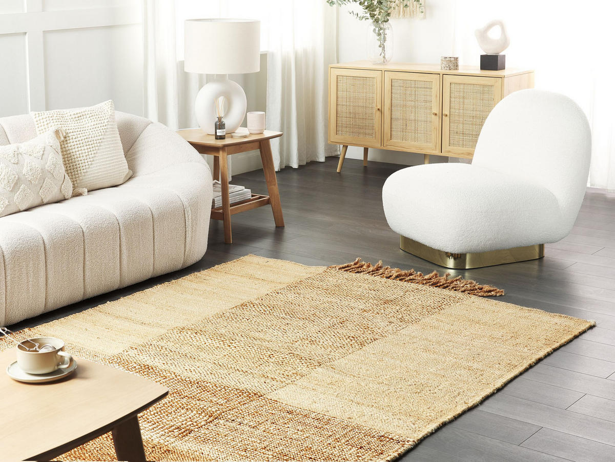 TEPPICH geflochten Hamzalar 200/140 cm - Beige, Naturmaterialien (140/200cm) - Beliani