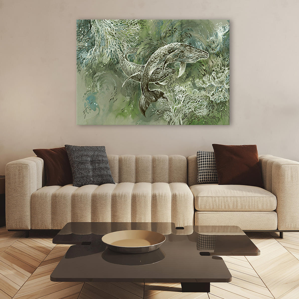 WANDBILD ein paar wale von humbacks - Braun, Textil (60/40cm) - Feeby