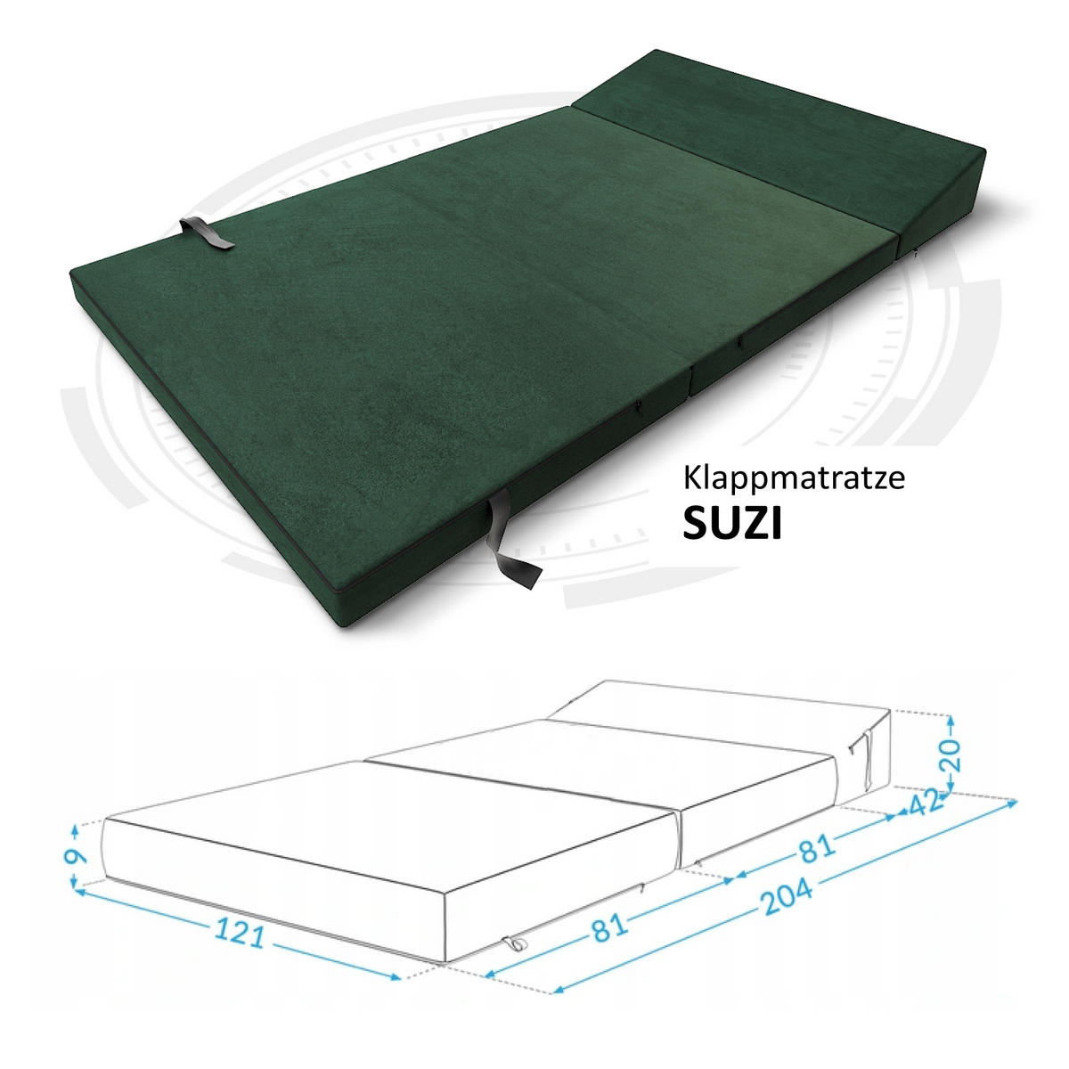 KLAPPMATRATZE SUZI - Dunkelgrün, Textil (120/200cm) - FDM