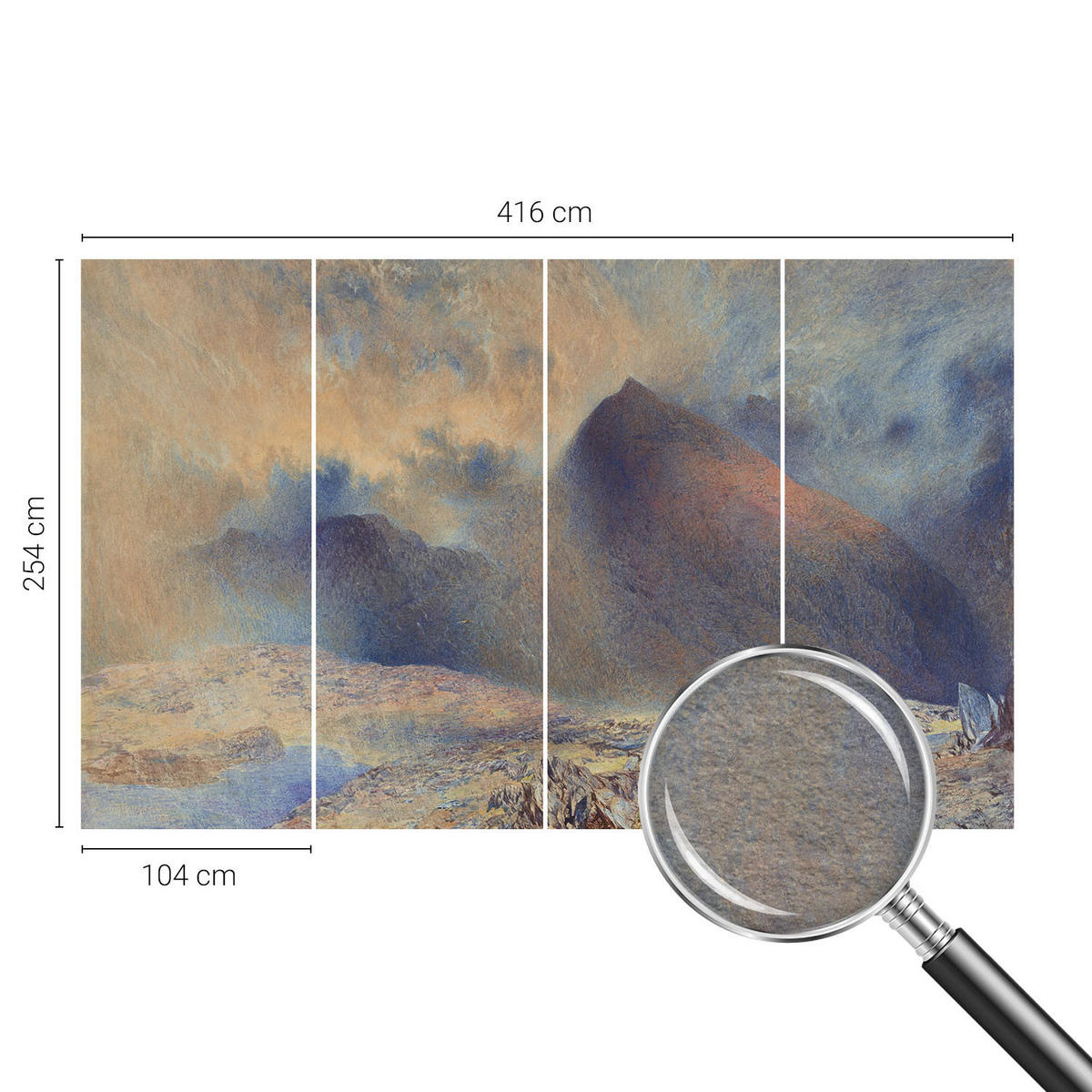 FOTOTAPETE 416x254 cm - Berglandschaft - Schwarz, Textil (416/254cm) - Wallfluent