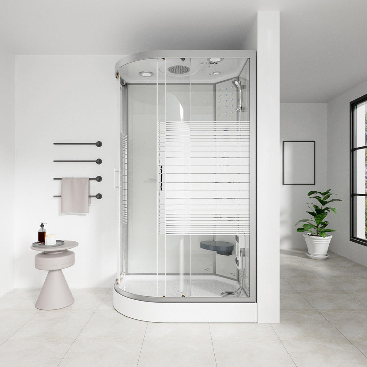 DUSCHKABINE WHITE PEARL - Weiß, Links - Weiß, Glas (80cm) - Home Deluxe