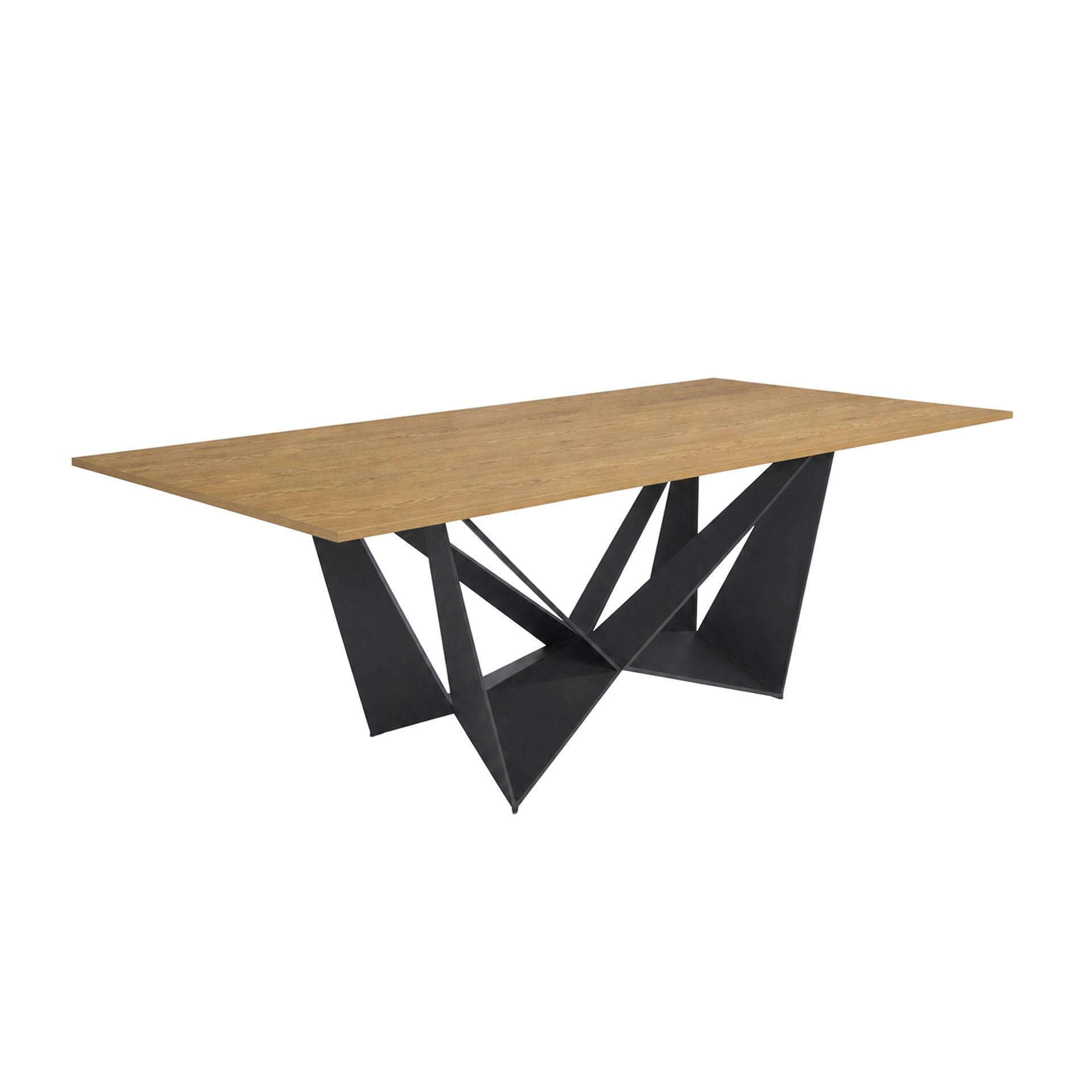 ESSTISCH Rechteckiger aus Eiche und Stahl 200/95/75 cm - Wildeiche/Edelstahlfarben, Holz/Metall (95/200/75cm) - ANGEL CERDA