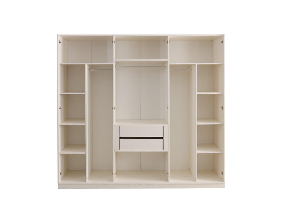 BETTANLAGE VELTERIA Schlafzimmer-Set, 5-teilig, Creme, Bett mit Kopfteil 2 Nachttischen Kommode und Kleiderschrank - Creme, Leder/Holzwerkstoff (160/200cm) - Villa Möbel