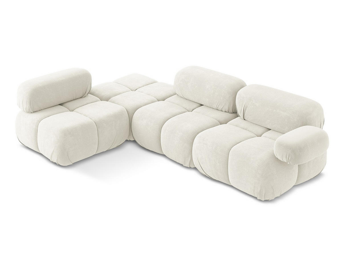 ECKSOFA Links Chenille Stoff Weiß - Pink/Schwarz, Kunststoff/Textil (190/285cm) - Makamii
