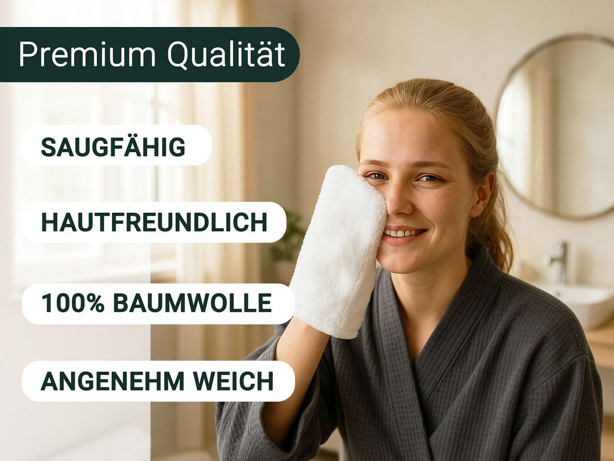 WASCHHANDSCHUH, 10er-Set, 17x21 cm, 100% Baumwolle - Weiß, Textil (17/21cm) - Zollner