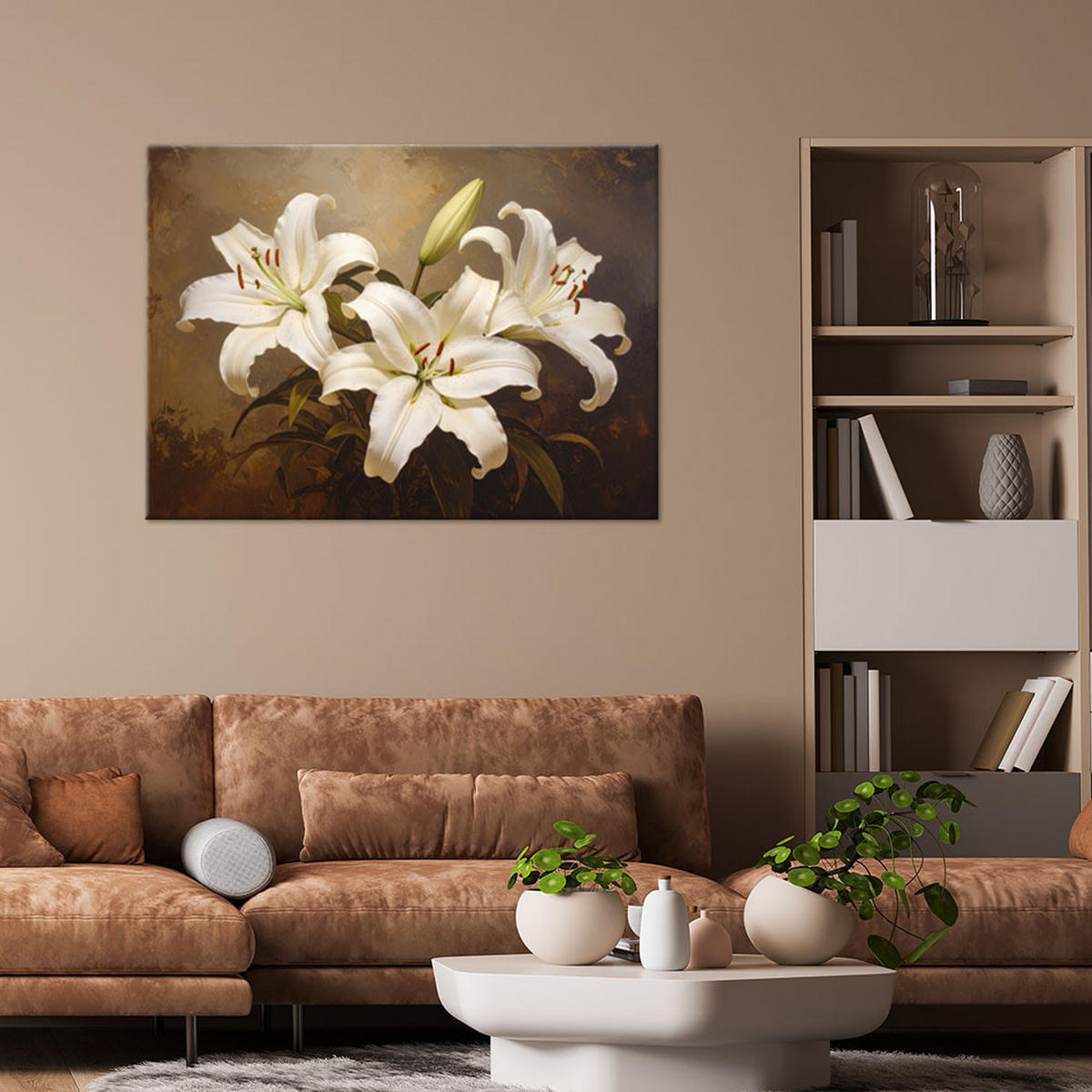 LEINWANDBILD Blumen 60x40cm - Braun, Textil (60/40cm) - Feeby