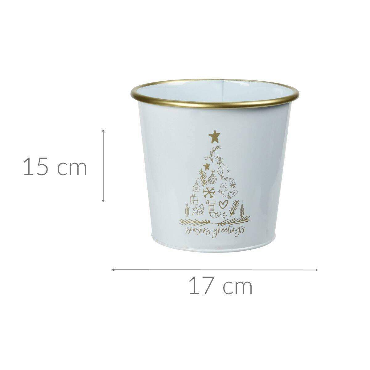 METALLEIMER Weihnachten Weiß 15/17 cm - Weiß, Metall (17/15/17cm) - Home Styling Collection
