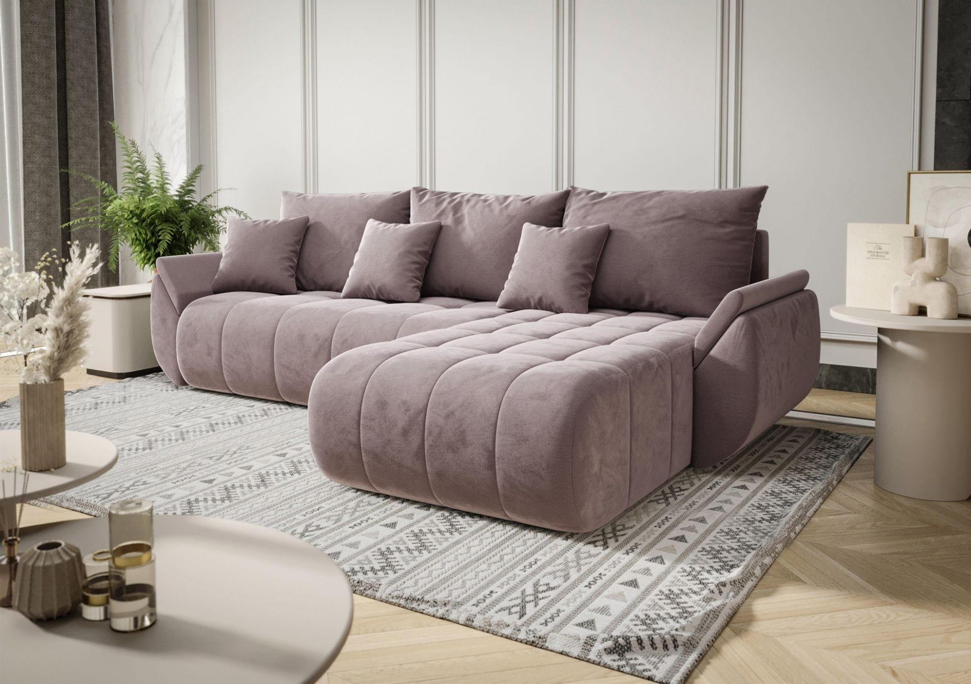 ECKSOFA Akita - Flieder, Holzwerkstoff/Textil (280/185cm) - Fun Möbel