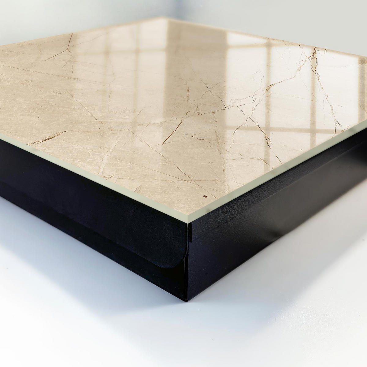 SCHLÜSSELBOX Schwarz 30x30 cm- Türöffnung nach rechts - Marmorgestaltung - Creme, Metall (30/30/5cm) - TULUP