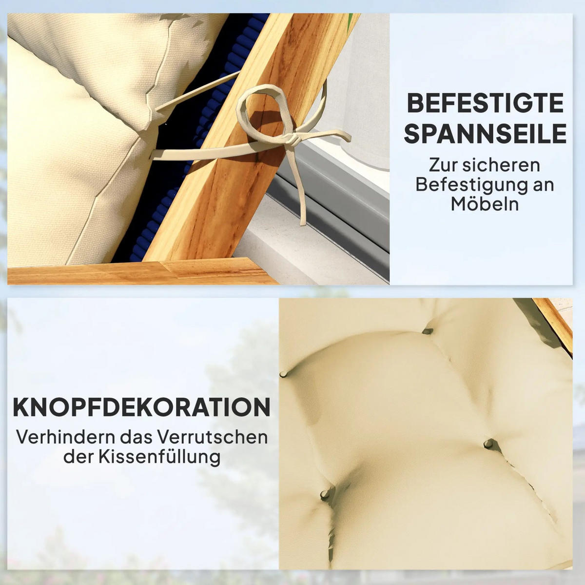 SESSELAUFLAGEN aus Polyester 115x56x10 cm in Beige mit Befestigungsbändern - Beige, Textil (56/10/115cm) - Modfu